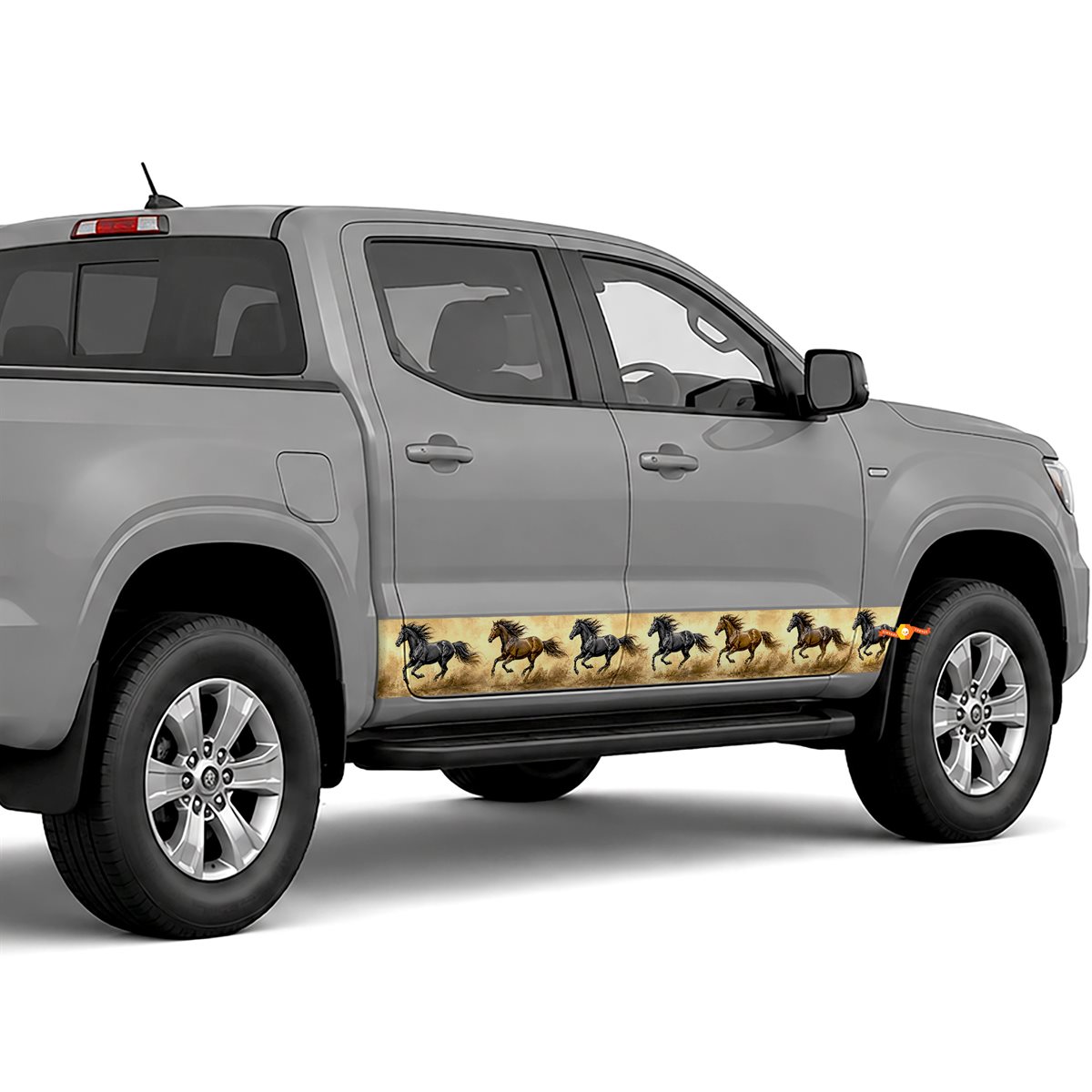 Galloping Wild Horses side stripes rocker panel decals, view 3 of 4