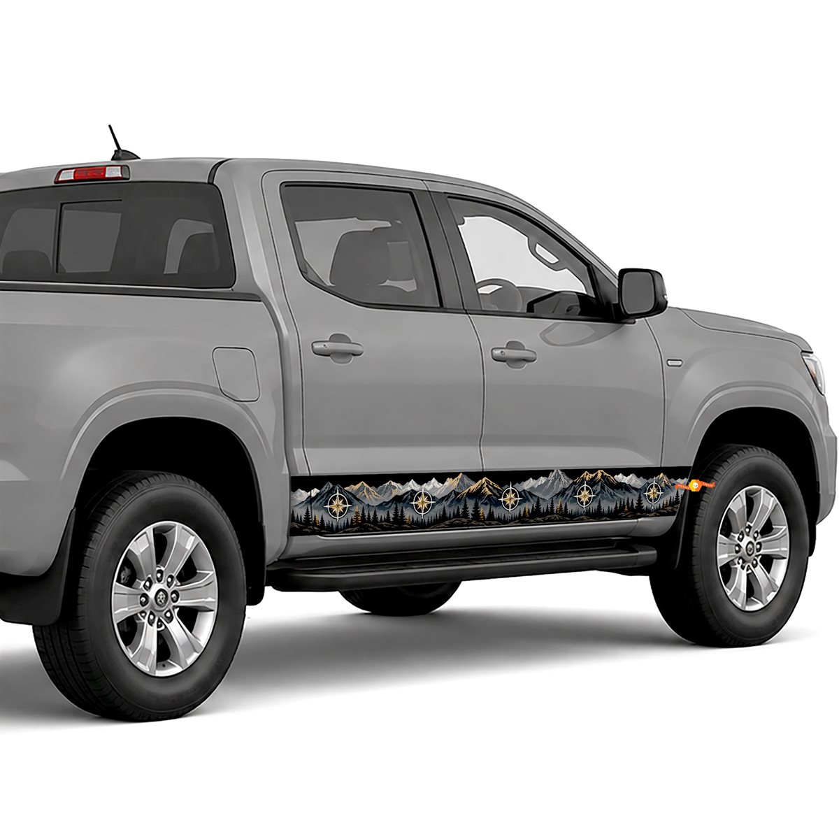 Overland Compass Mountain side stripes rocker panel decals, view 3 of 4