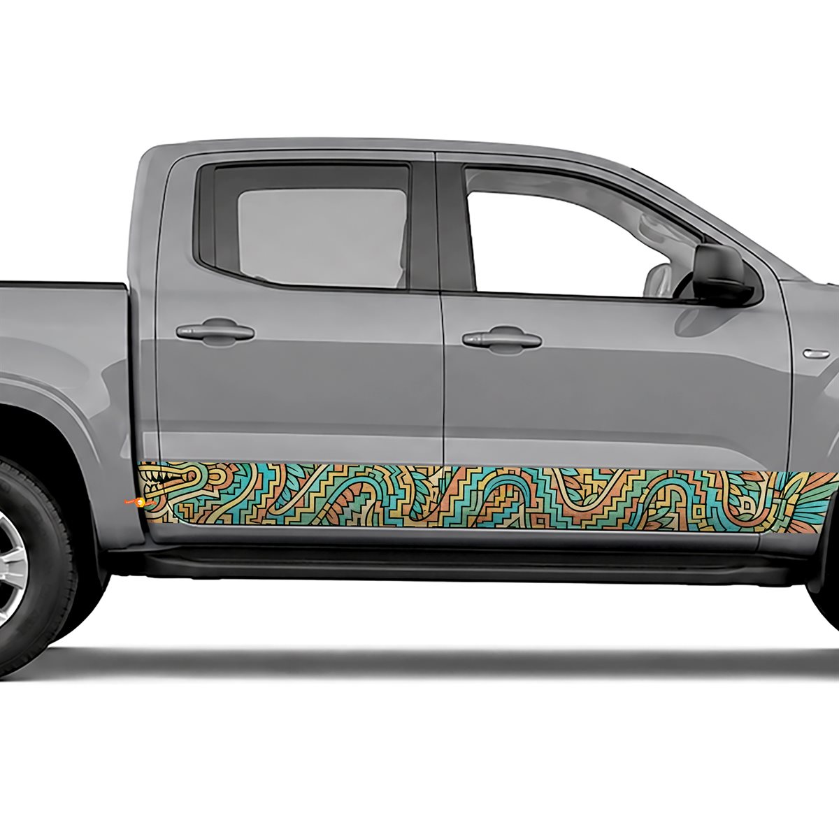 Aztec Geometric Serpent side stripes rocker panel decals, view 4 of 4