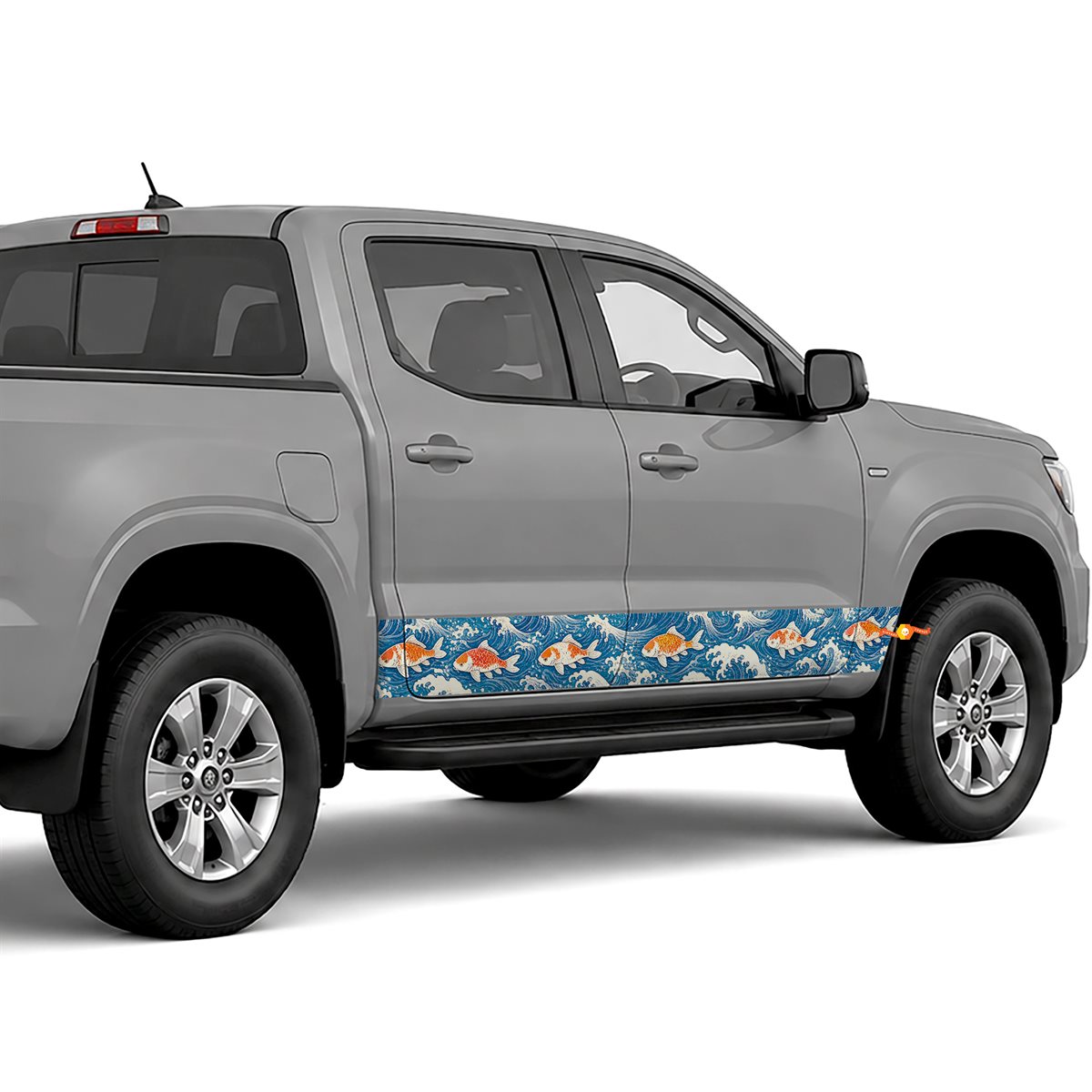 Koi and Japanese Waves side stripes rocker panel decals, view 3 of 4