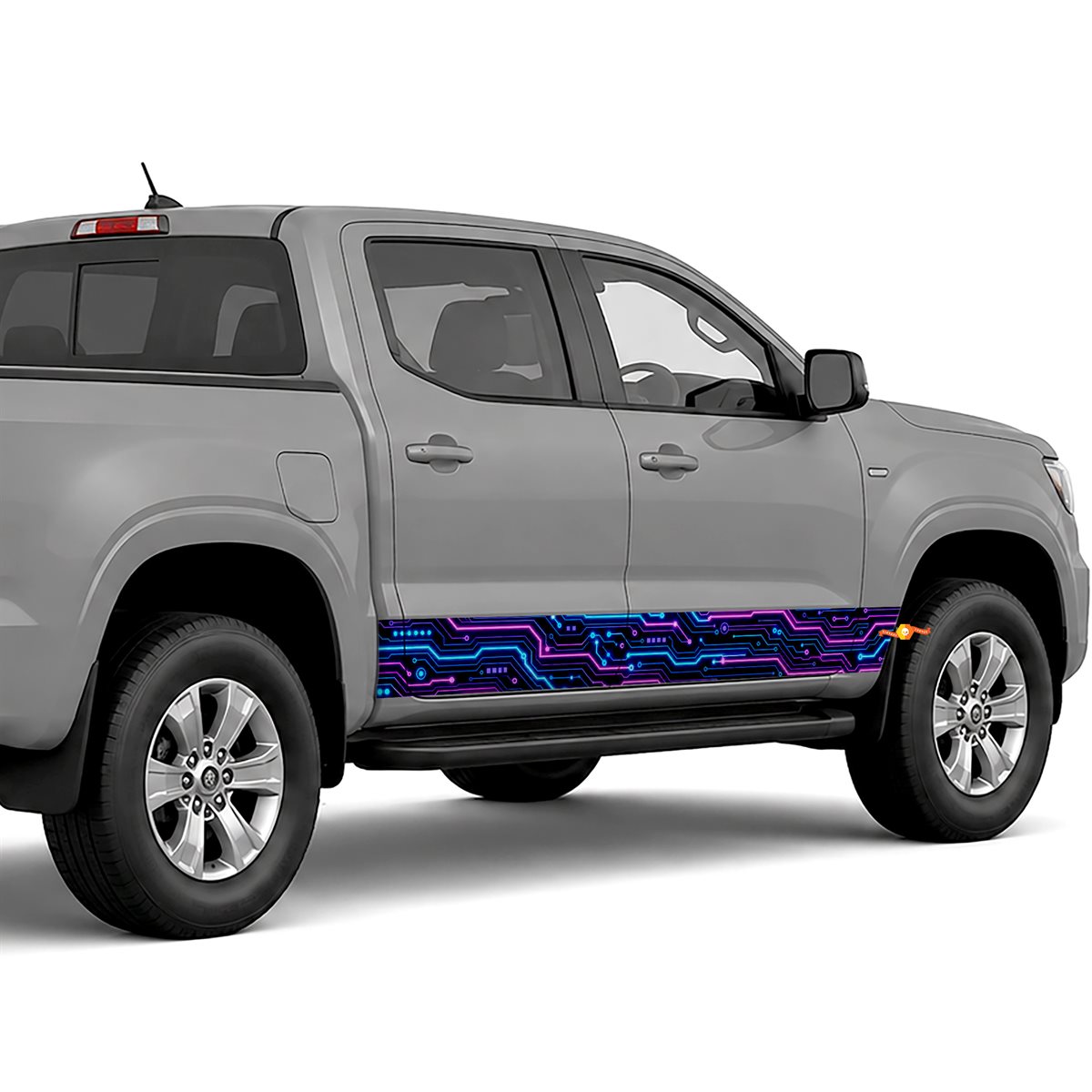 Neon Circuit Lines side stripes rocker panel decals, view 3 of 4