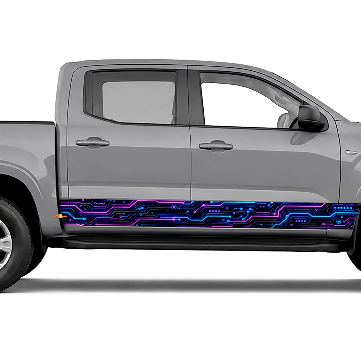Neon Circuit Lines side stripes rocker panel decals, view 4 of 4