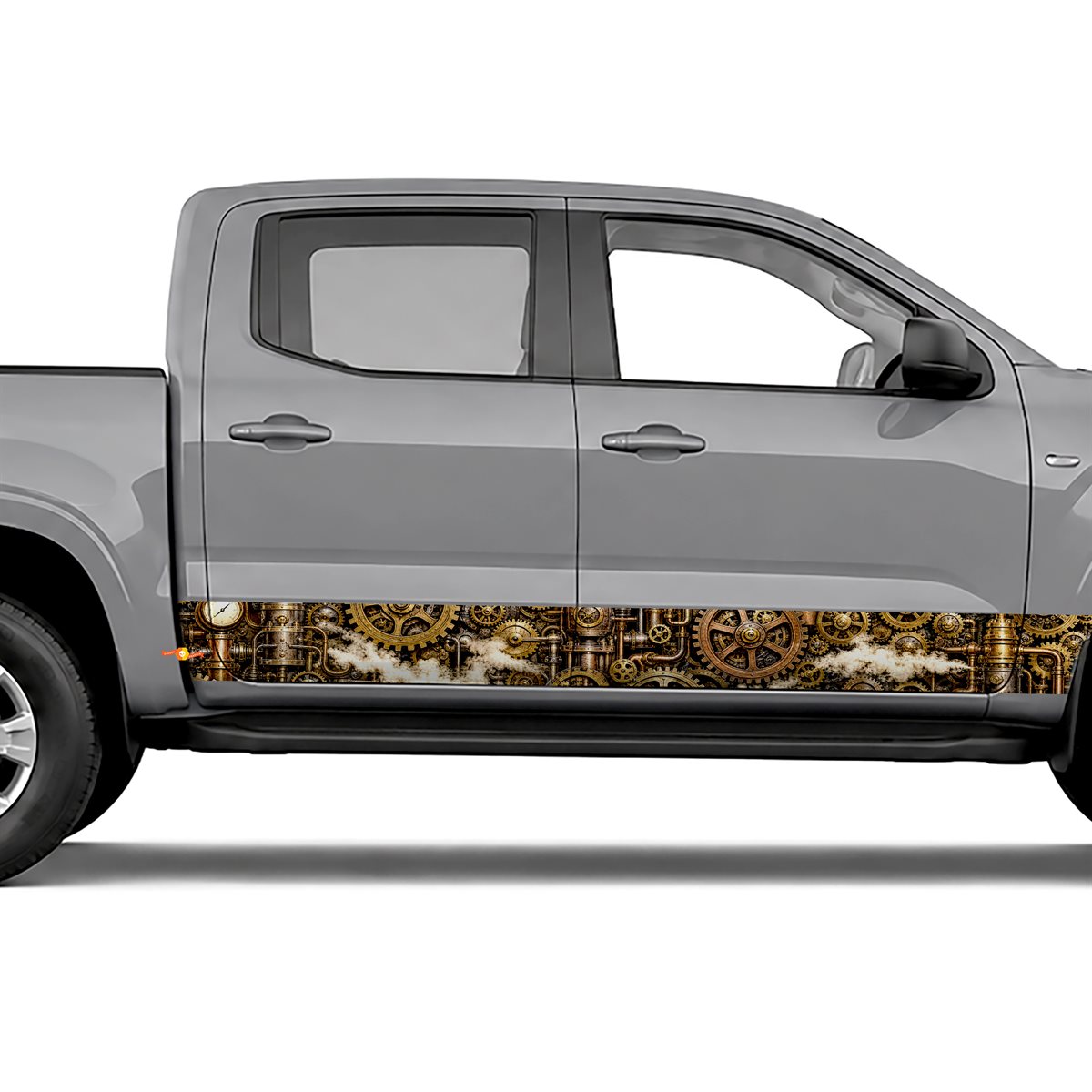 Steampunk Gears and Smoke side stripes rocker panel decals, view 4 of 4