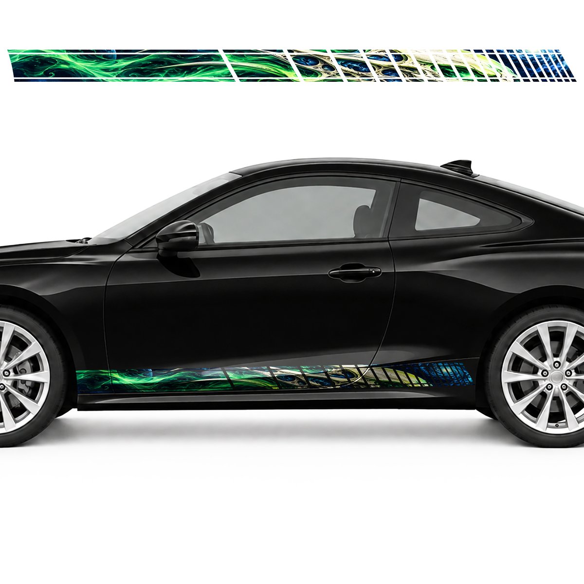 Alien Skull in Emerald Mist side door racing stripes decals stickers for Cars