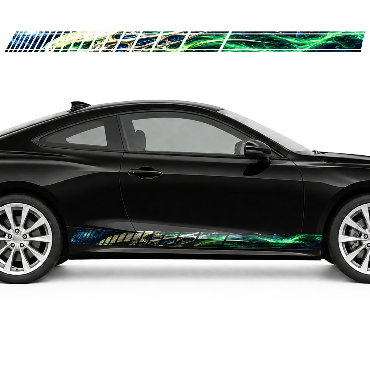 Alien Skull in Emerald Mist side door racing stripes decals, view 2 of 4