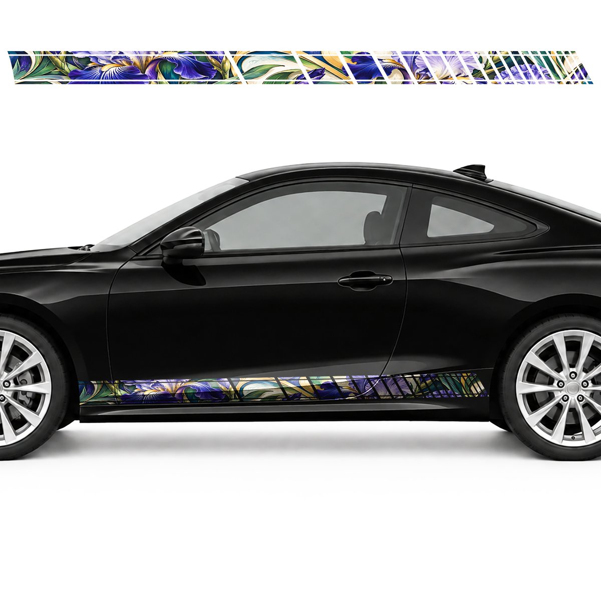 Art Nouveau Irises in Golden Swirls side door racing, view 3 of 4