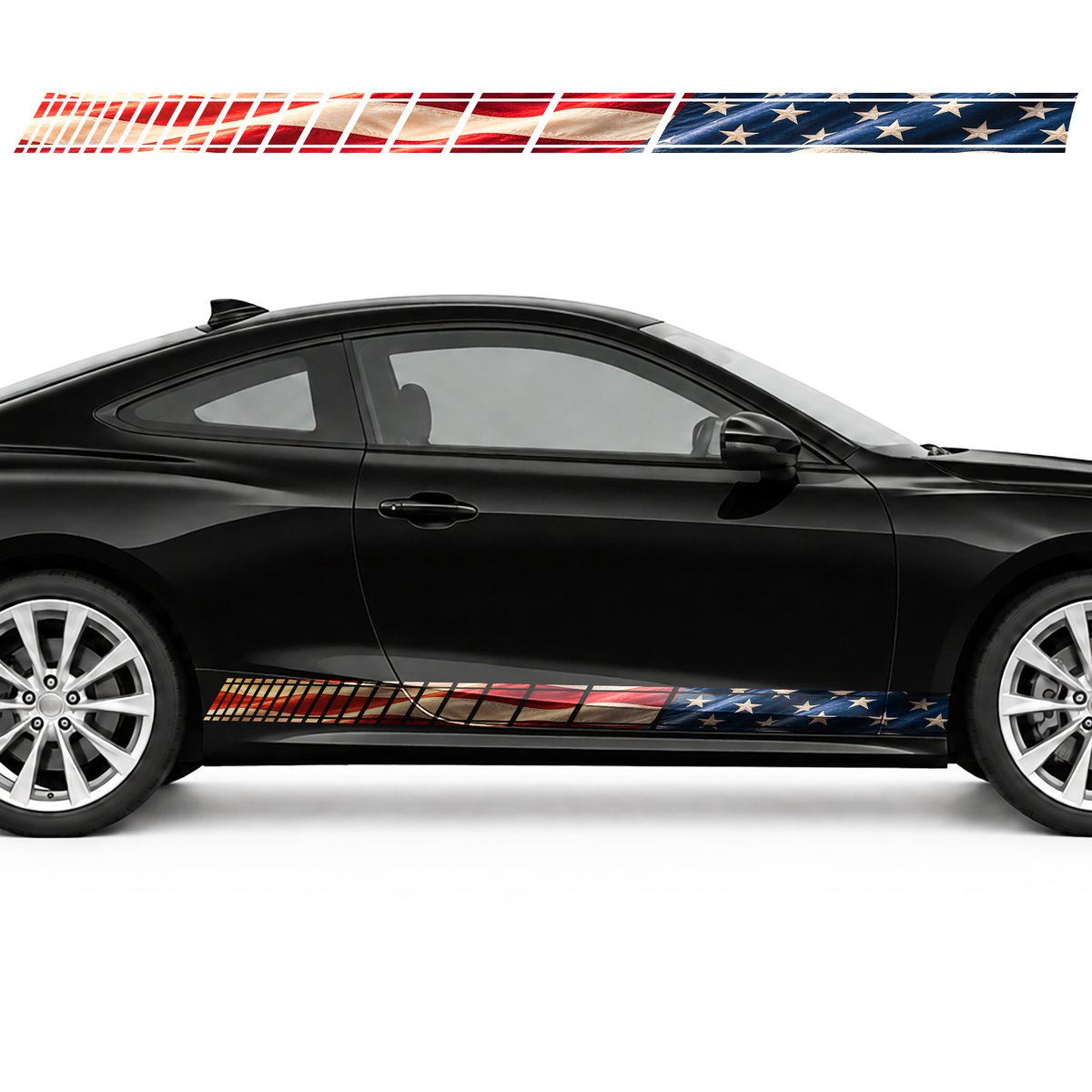 American Flag in Flowing Folds side door racing stripes, view 2 of 4