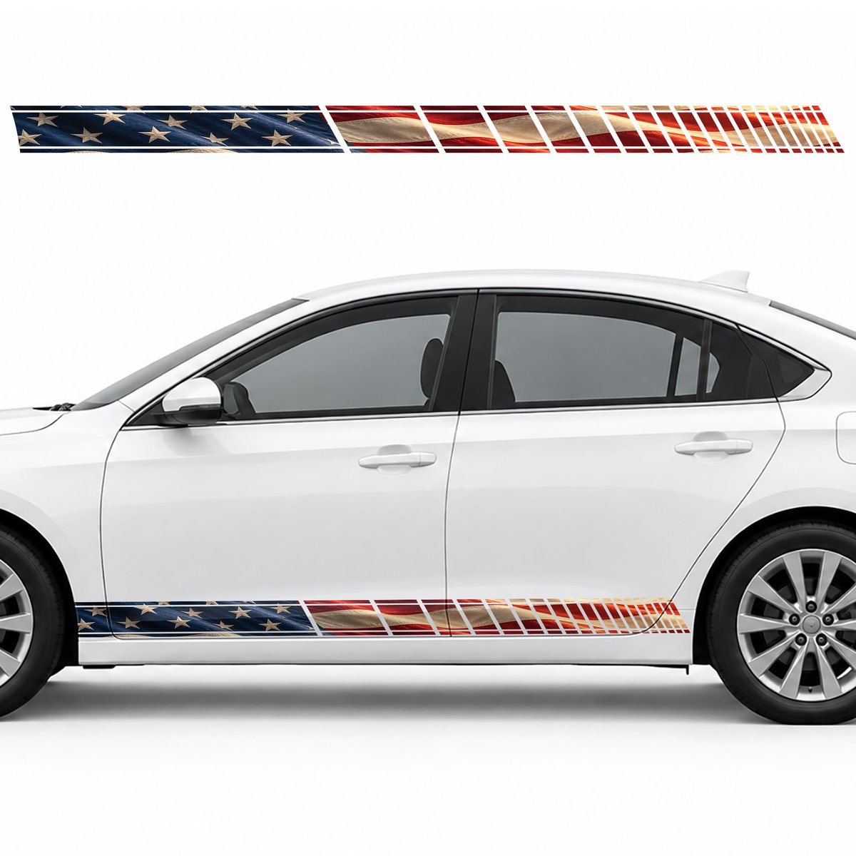 American Flag in Flowing Folds side door racing stripes, view 3 of 4