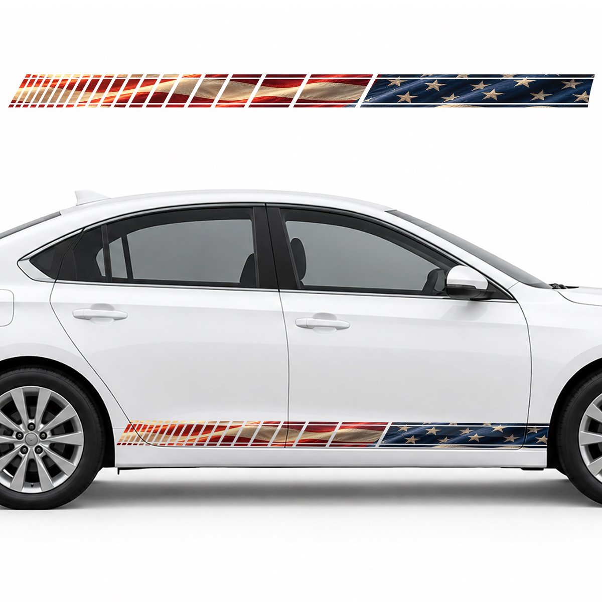 American Flag in Flowing Folds side door racing stripes, view 4 of 4