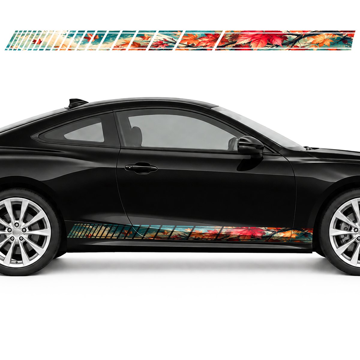 Crimson Maple Branch on Turquoise side door racing stripes, view 2 of 4