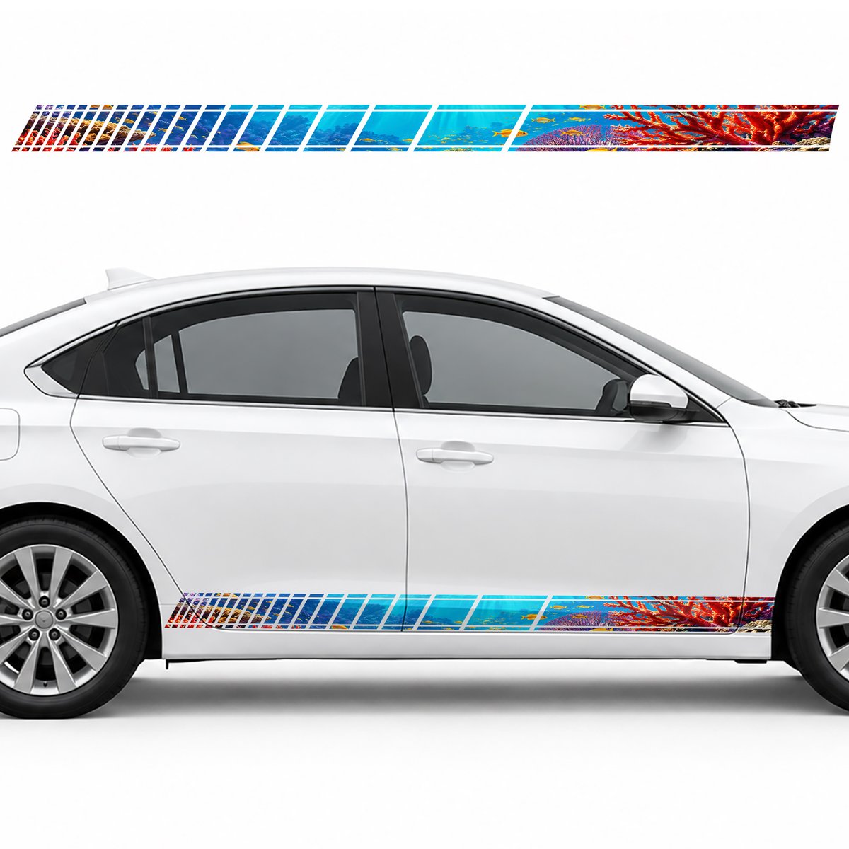 Crimson Coral Reef and Golden Fish side door racing stripes, view 2 of 4