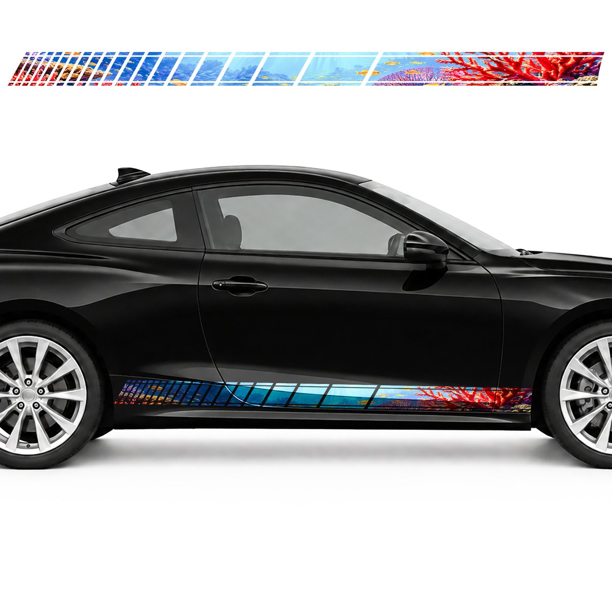 Crimson Coral Reef and Golden Fish side door racing stripes, view 4 of 4