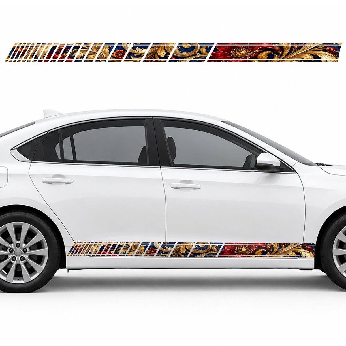 Baroque Ribbon with Golden Leaves side door racing stripes, view 2 of 4