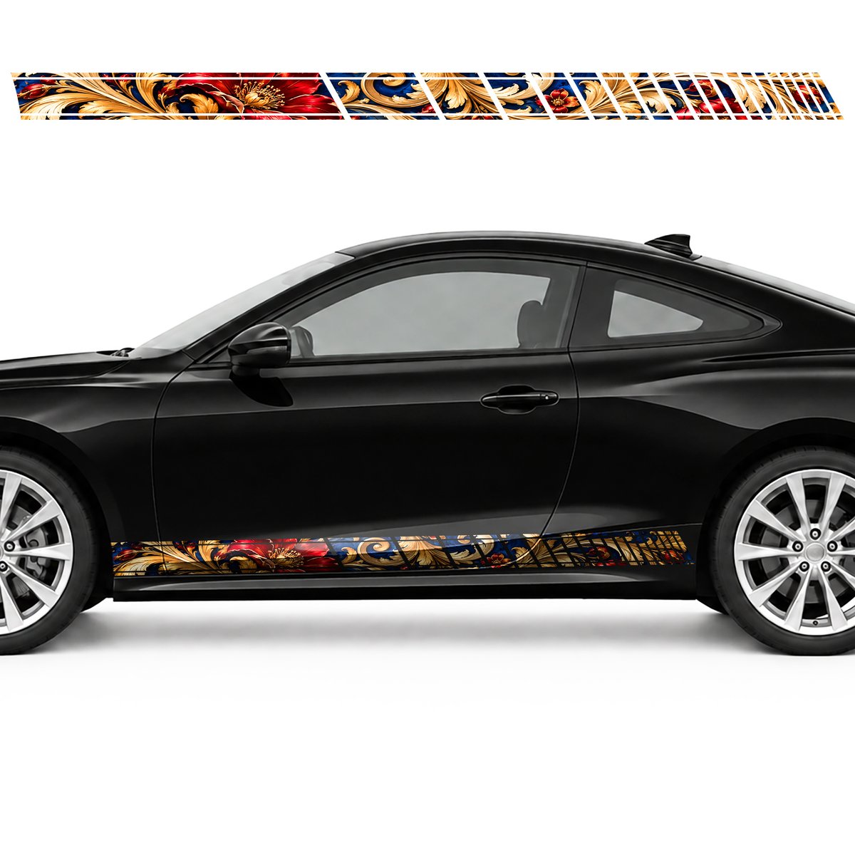 Baroque Ribbon with Golden Leaves side door racing stripes, view 3 of 4