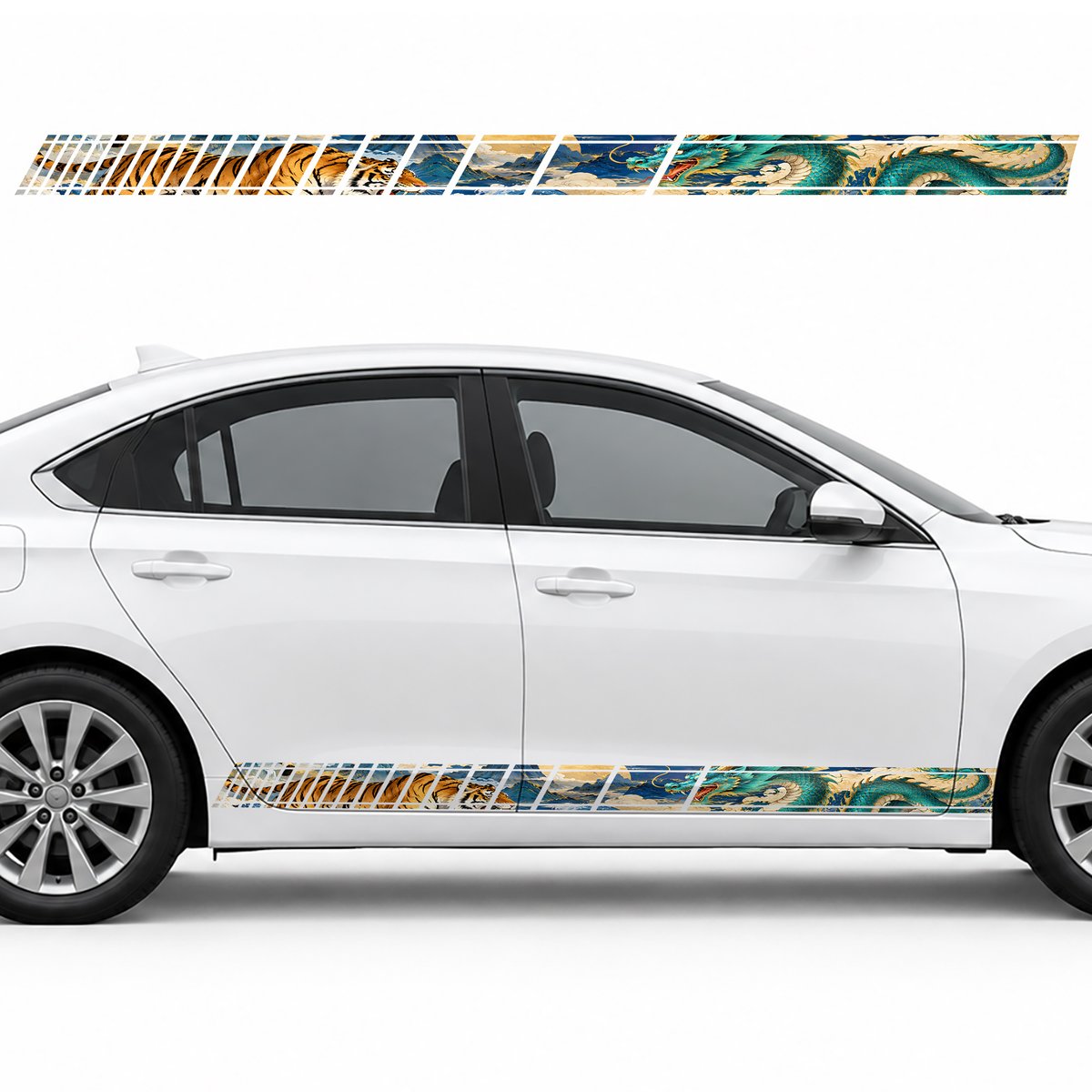 Turquoise Dragon and Amber Tiger side door racing stripes, view 2 of 4