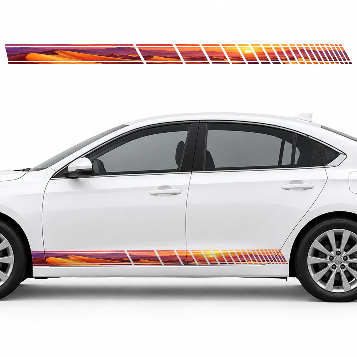 Vermilion Dunes at a Peach Dawn side door racing stripes decals stickers for Cars