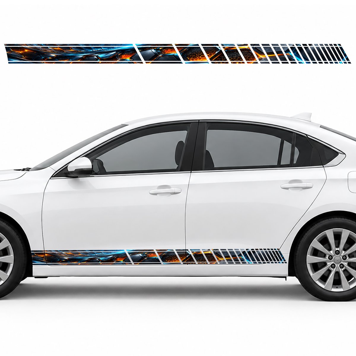 Graphite Honeycomb Glow side door racing stripes decals stickers for Cars