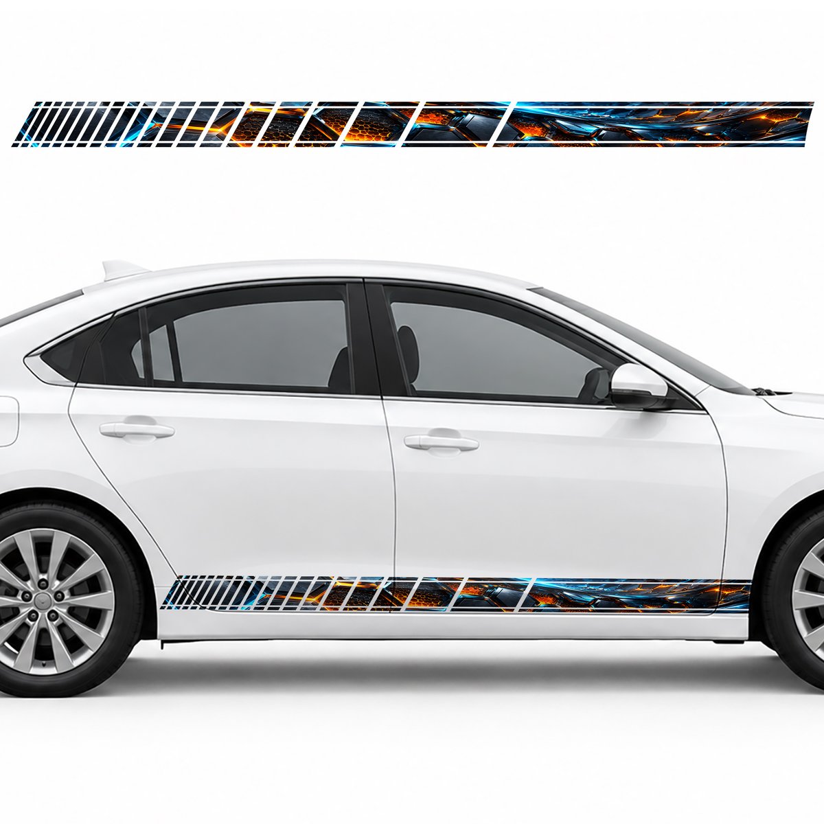 Graphite Honeycomb Glow side door racing stripes decals, view 2 of 4