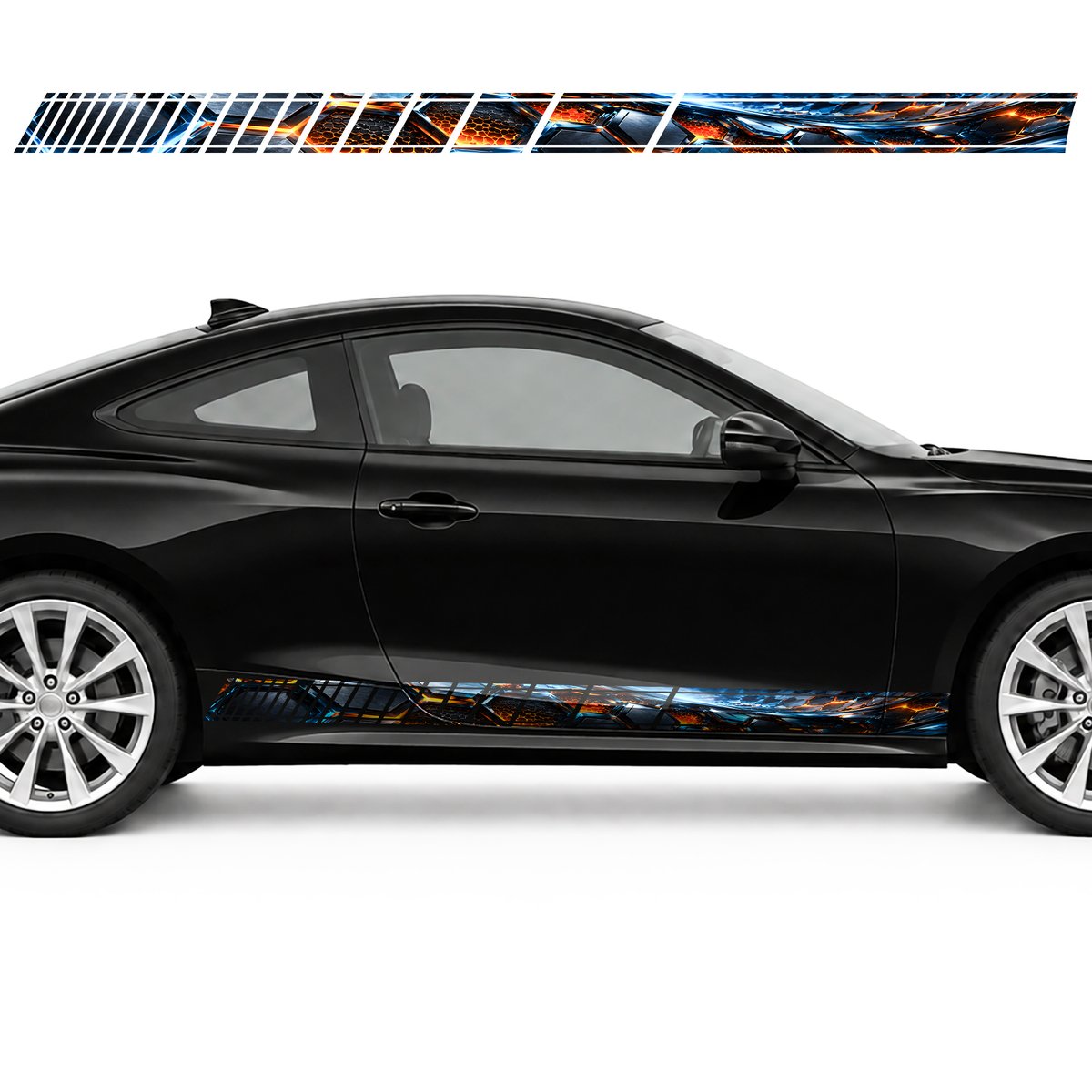 Graphite Honeycomb Glow side door racing stripes decals, view 4 of 4