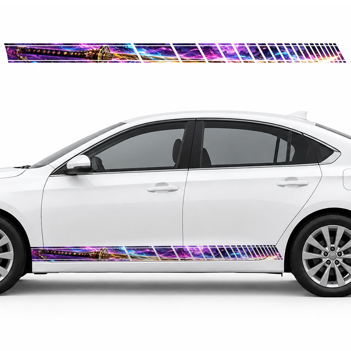 Golden Katana in a Magenta and Cyan Glow side door racing, view 3 of 4