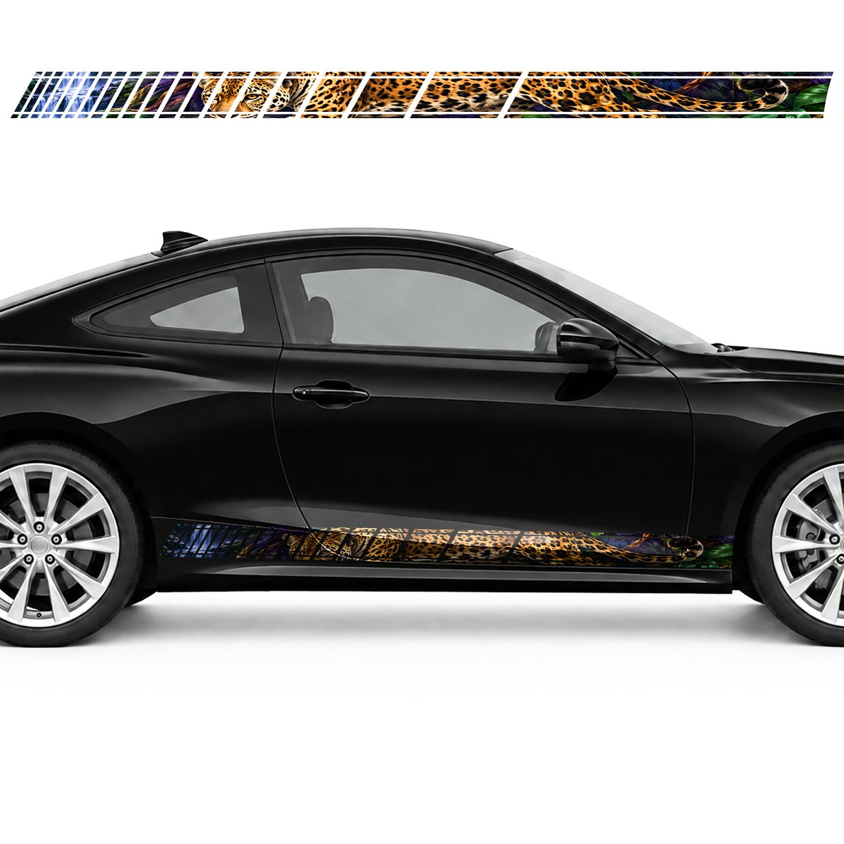 Golden Jaguar in an Emerald Jungle side door racing stripes, view 2 of 4
