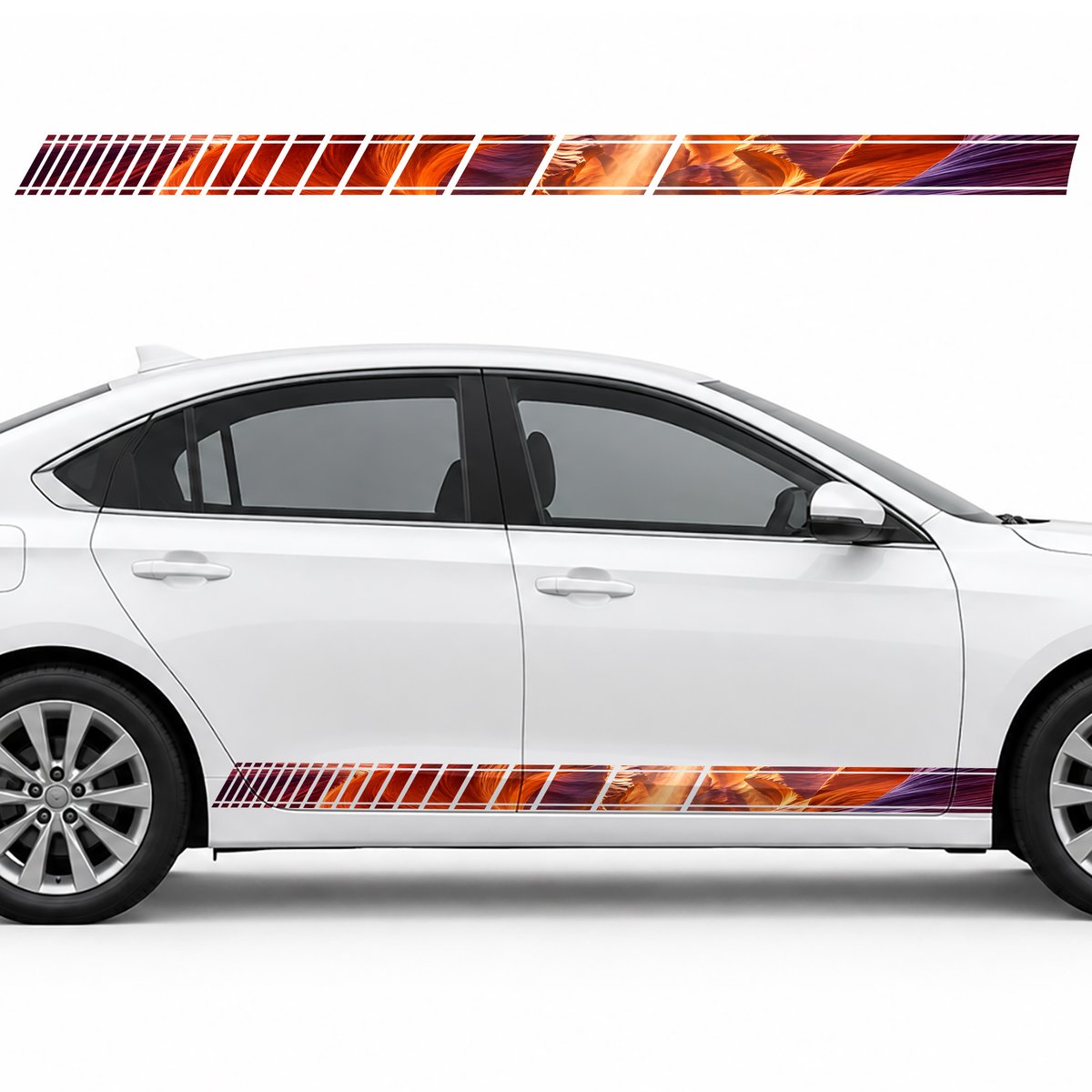 Golden Rays in a Crimson Canyon side door racing stripes, view 2 of 4