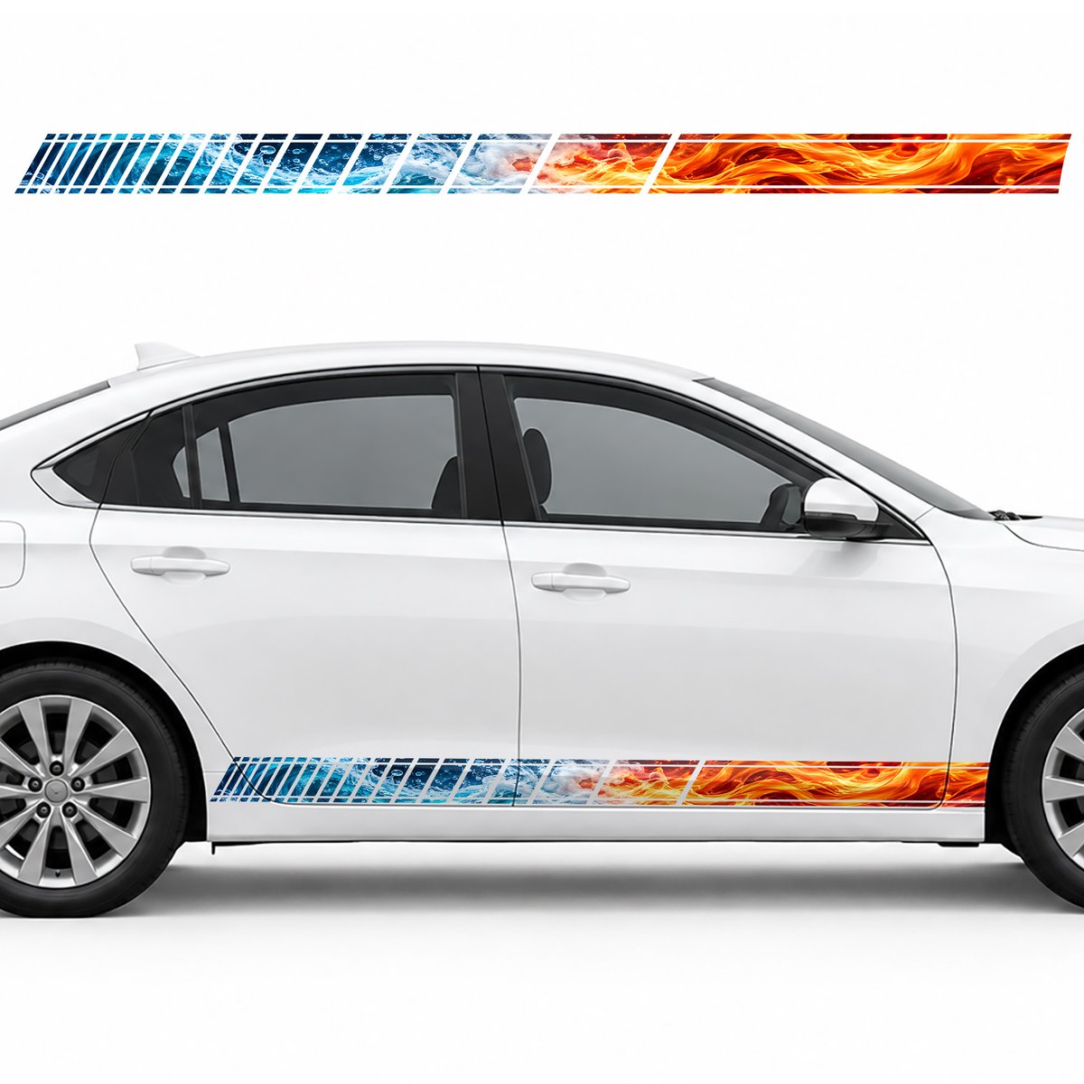 Fire Meets Water side door racing stripes decals stickers, view 2 of 4