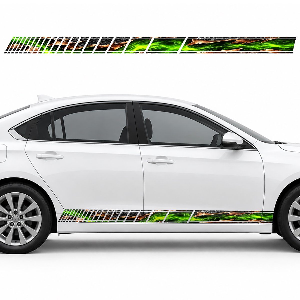 Carbon Fiber Rift with a Lime Glow side door racing stripes, view 2 of 4