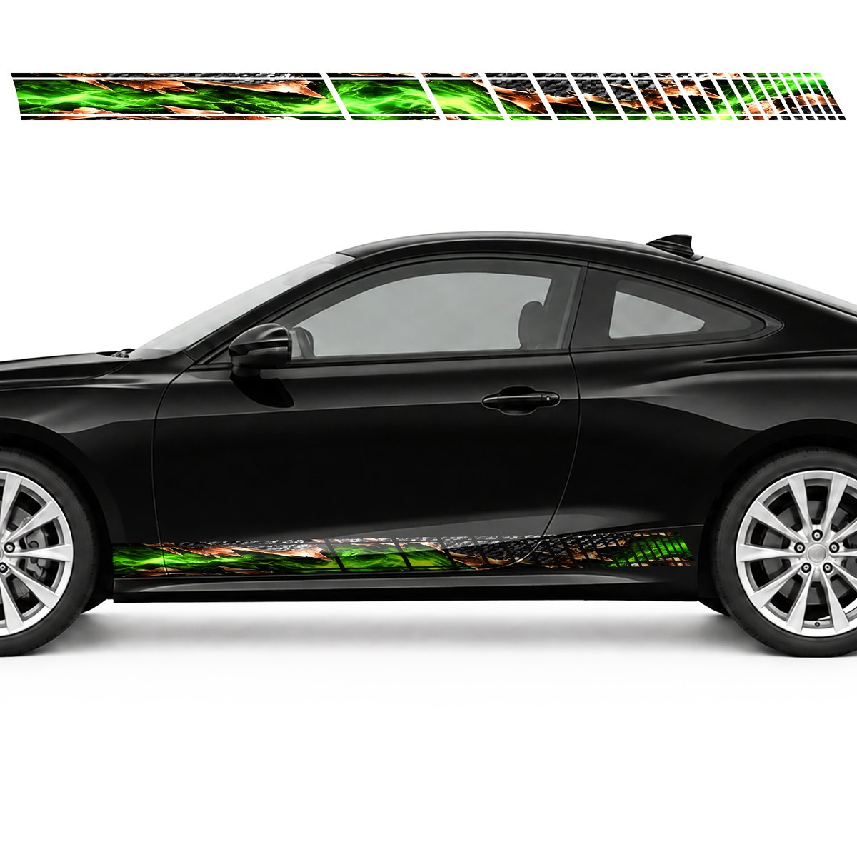 Carbon Fiber Rift with a Lime Glow side door racing stripes, view 3 of 4