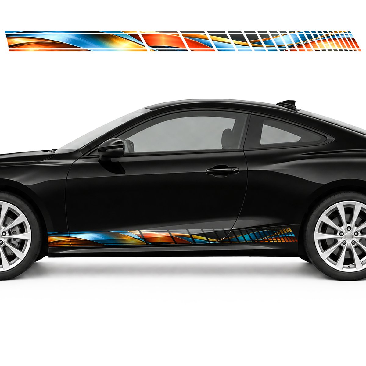 Colored Ribbons on Graphite side door racing stripes decals stickers for Cars