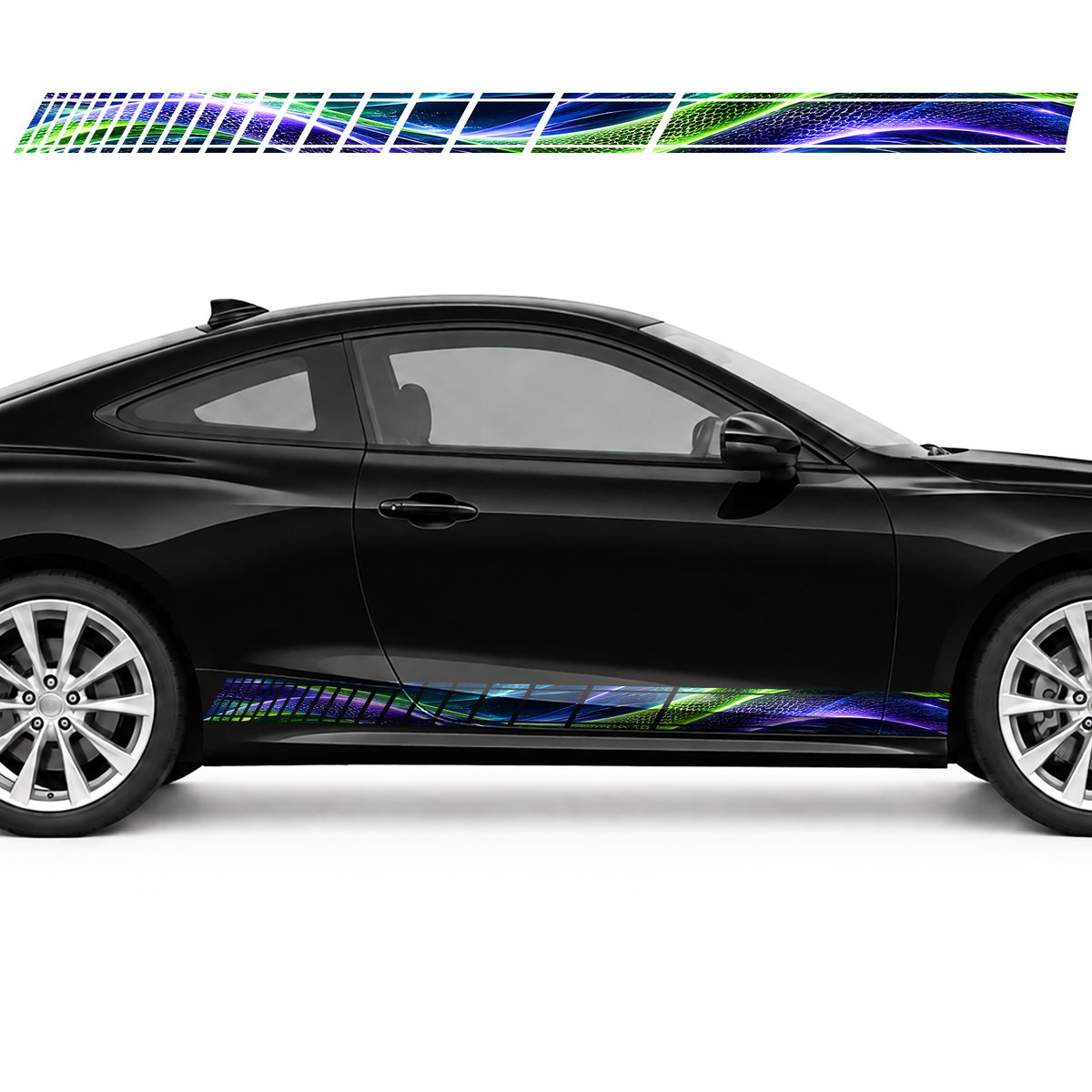 Lime and Violet Aerodynamic Wave side door racing stripes, view 2 of 4
