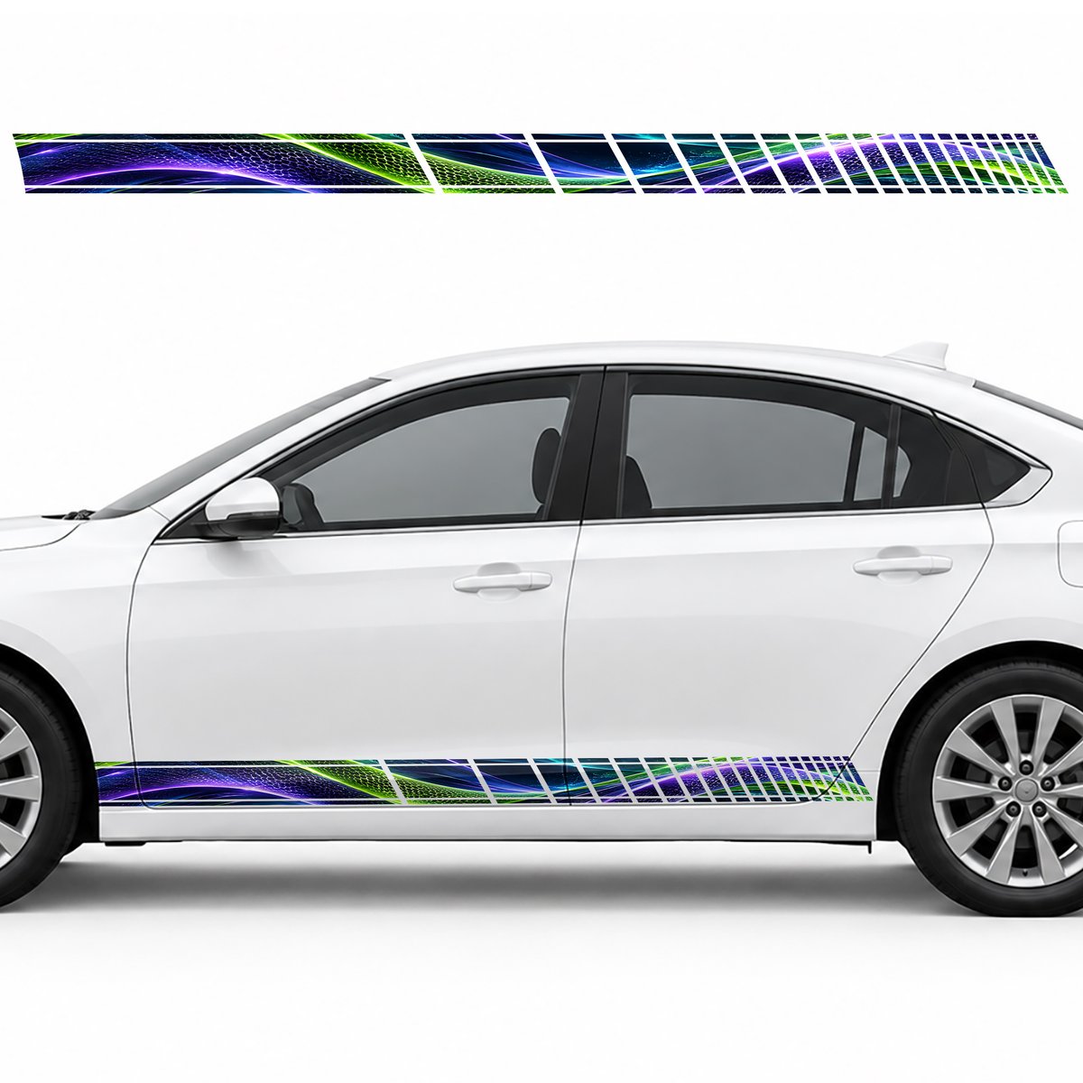 Lime and Violet Aerodynamic Wave side door racing stripes, view 3 of 4