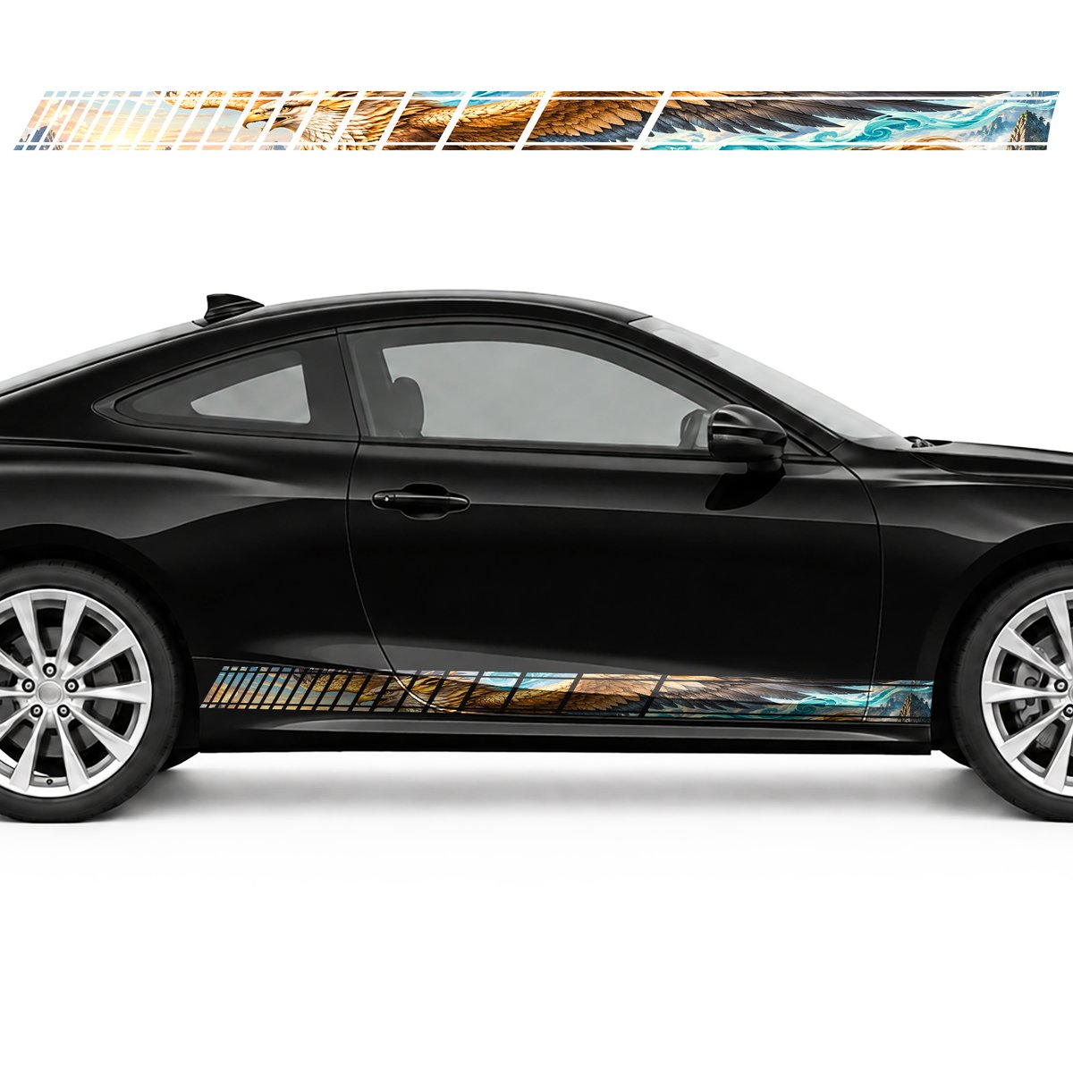 Flying Griffin in Turquoise Clouds side door racing stripes, view 2 of 4