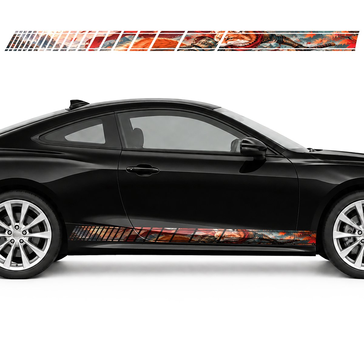 Fox Warrior among Amber Leaves side door racing stripes, view 4 of 4
