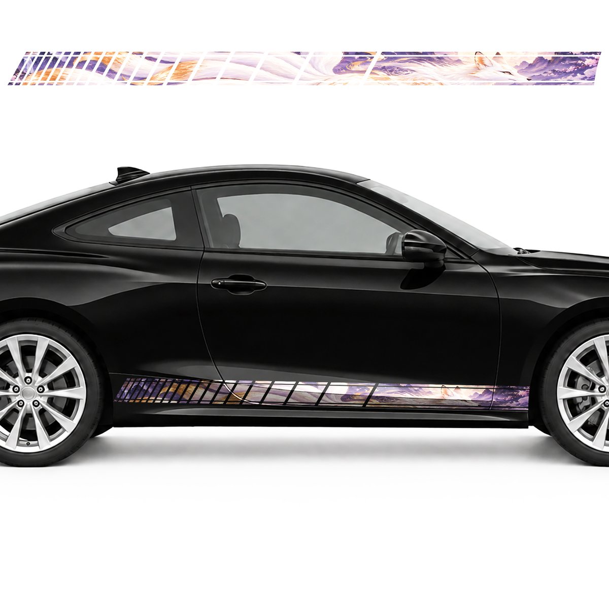 Fox with Nine Golden Tails side door racing stripes decals, view 2 of 4