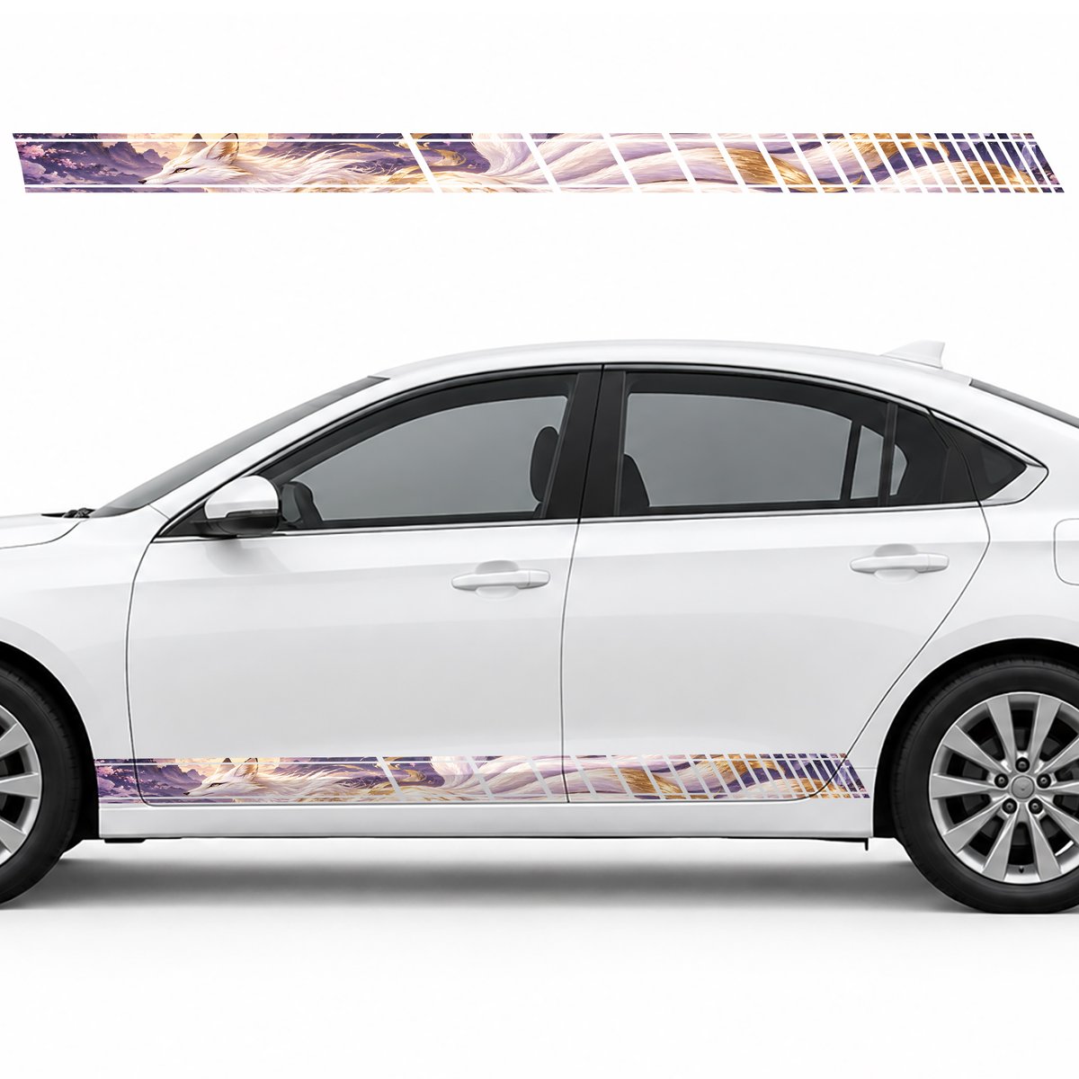 Fox with Nine Golden Tails side door racing stripes decals, view 3 of 4