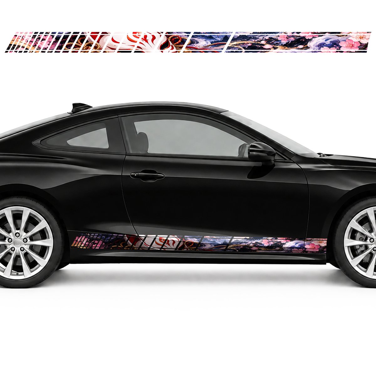 Kitsune Mask in Sakura and Indigo side door racing stripes, view 4 of 4