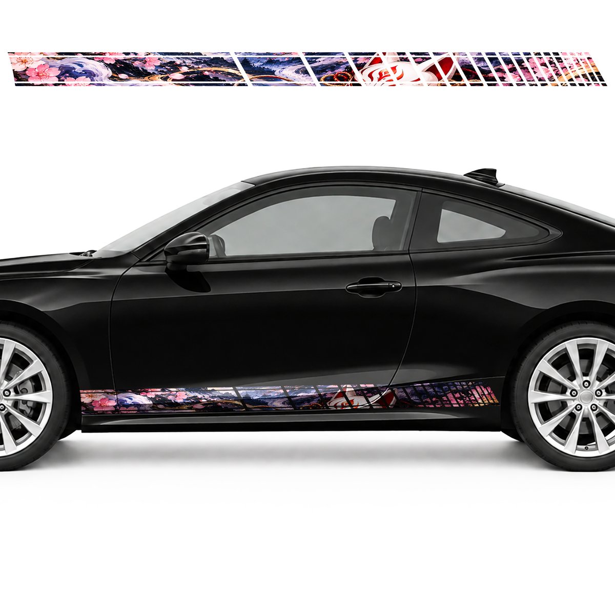 Kitsune Mask in Cherry Blossom Mist side door racing stripes decals stickers for Cars
