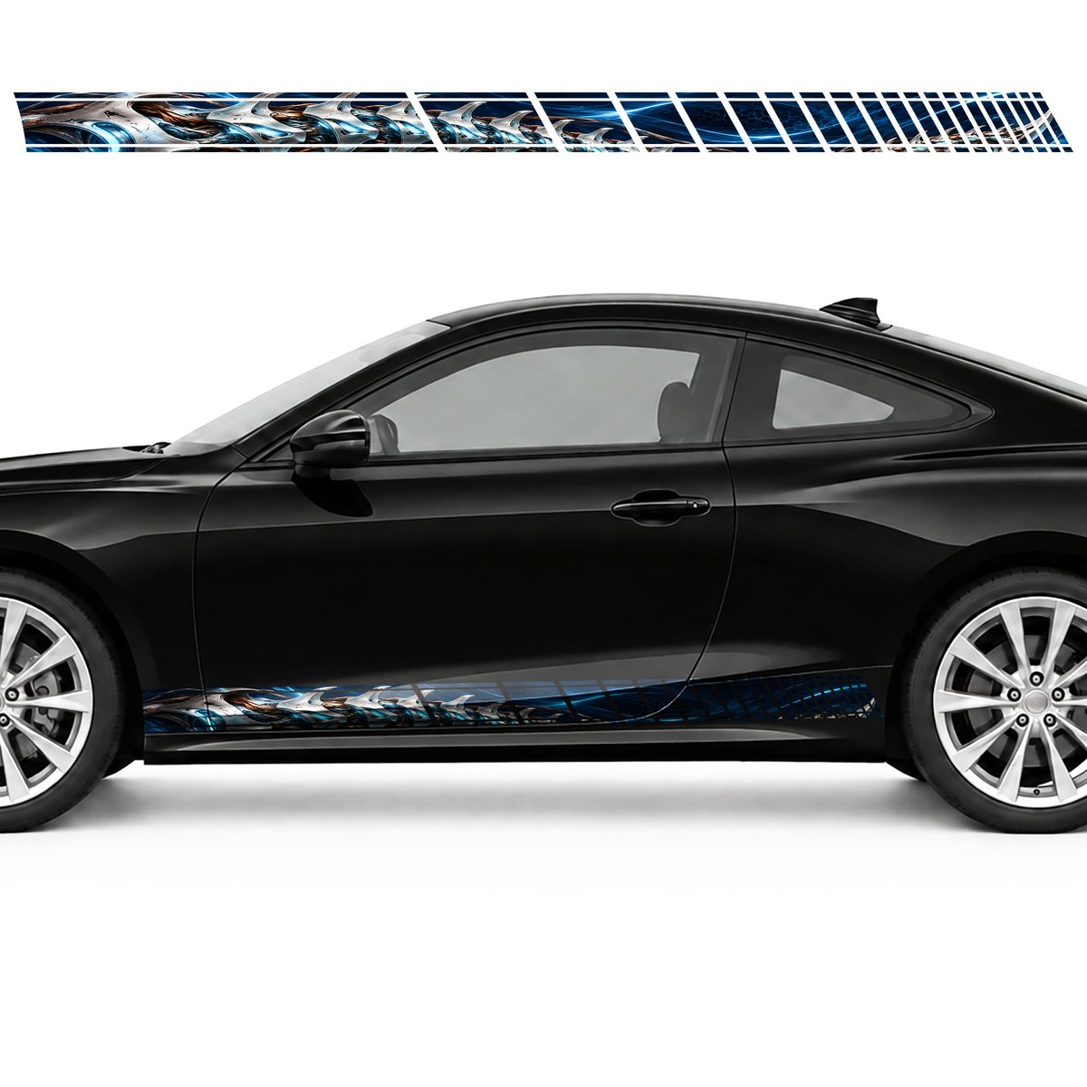 Neon Biomechanical Spine side door racing stripes decals stickers for Cars