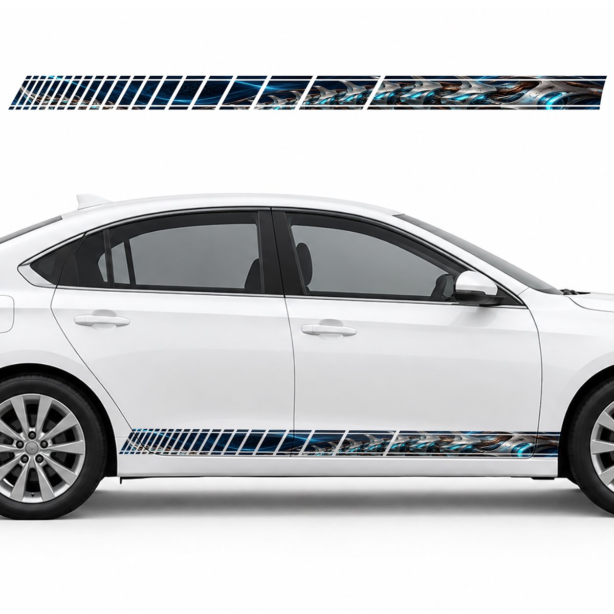 Neon Biomechanical Spine side door racing stripes decals, view 2 of 4