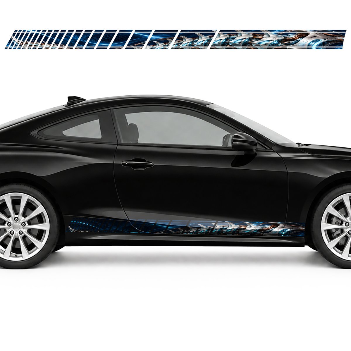 Neon Biomechanical Spine side door racing stripes decals, view 4 of 4