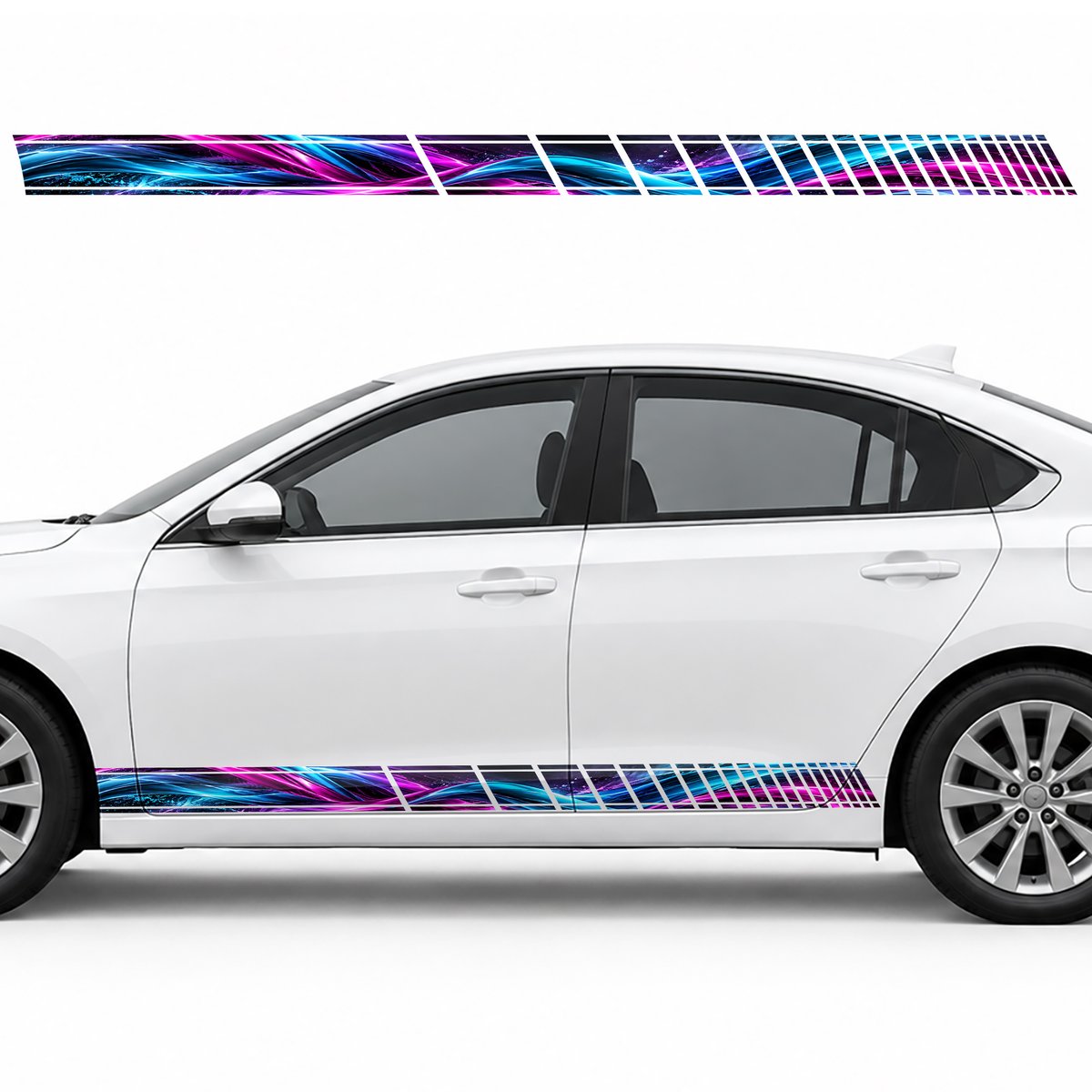 Neon Ribbons on Graphite side door racing stripes decals, view 3 of 4