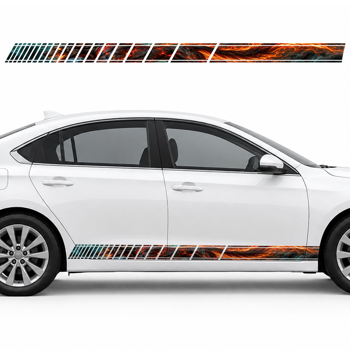 Hellhound in Crimson Flames side door racing stripes decals, view 4 of 4