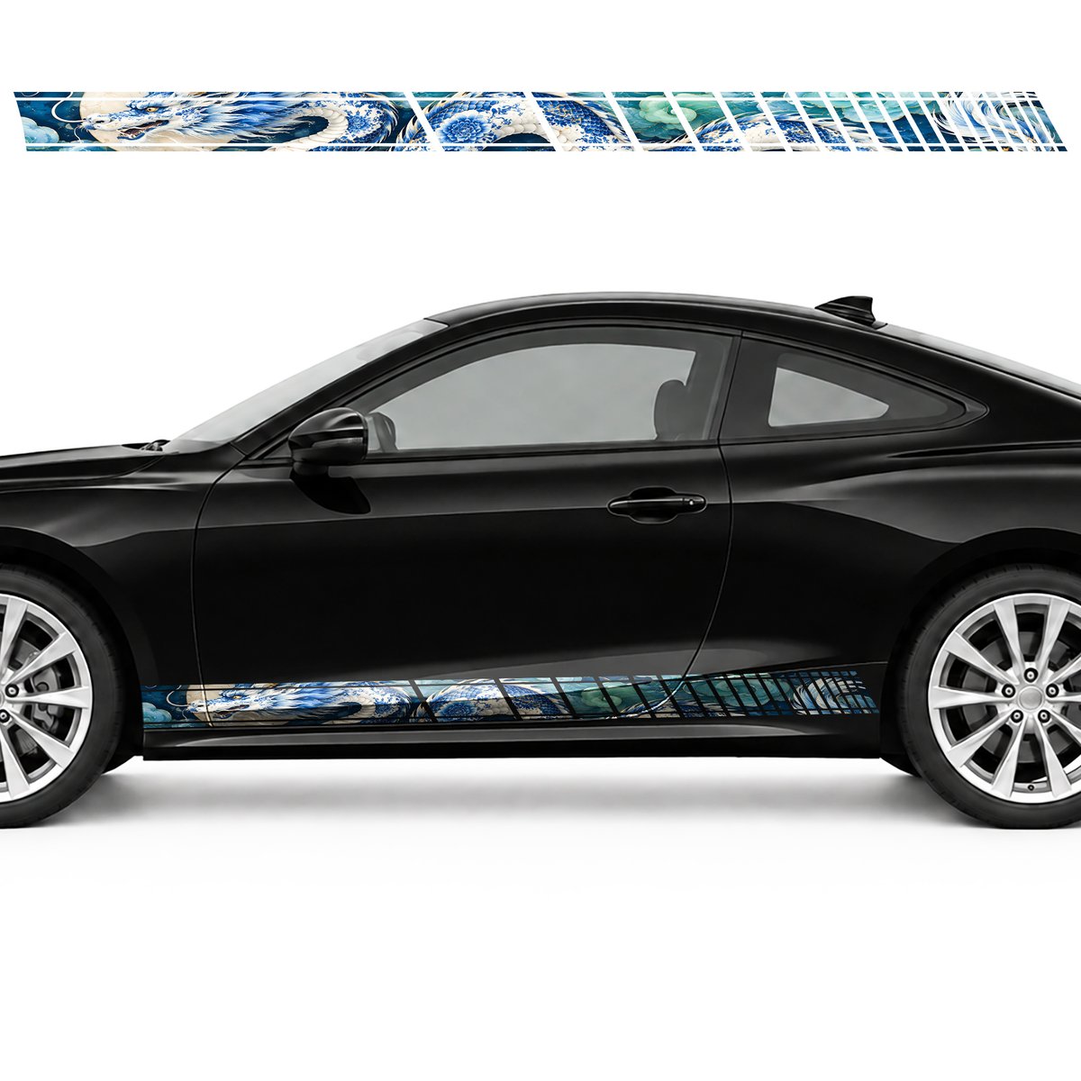 Porcelain Dragon with Golden Cracks side door racing stripes decals stickers for Cars