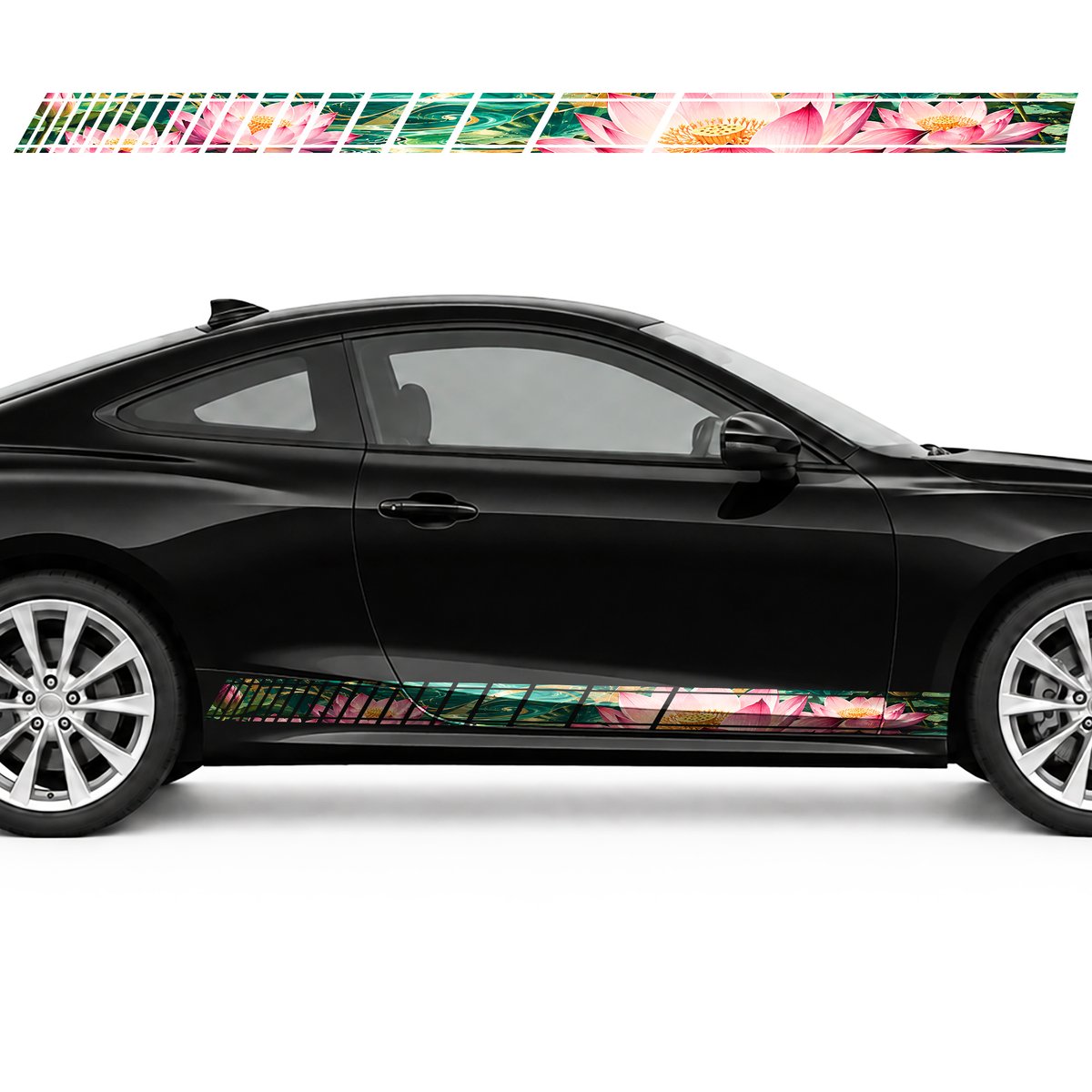 Pink Lotuses over Emerald Waves side door racing stripes, view 2 of 4