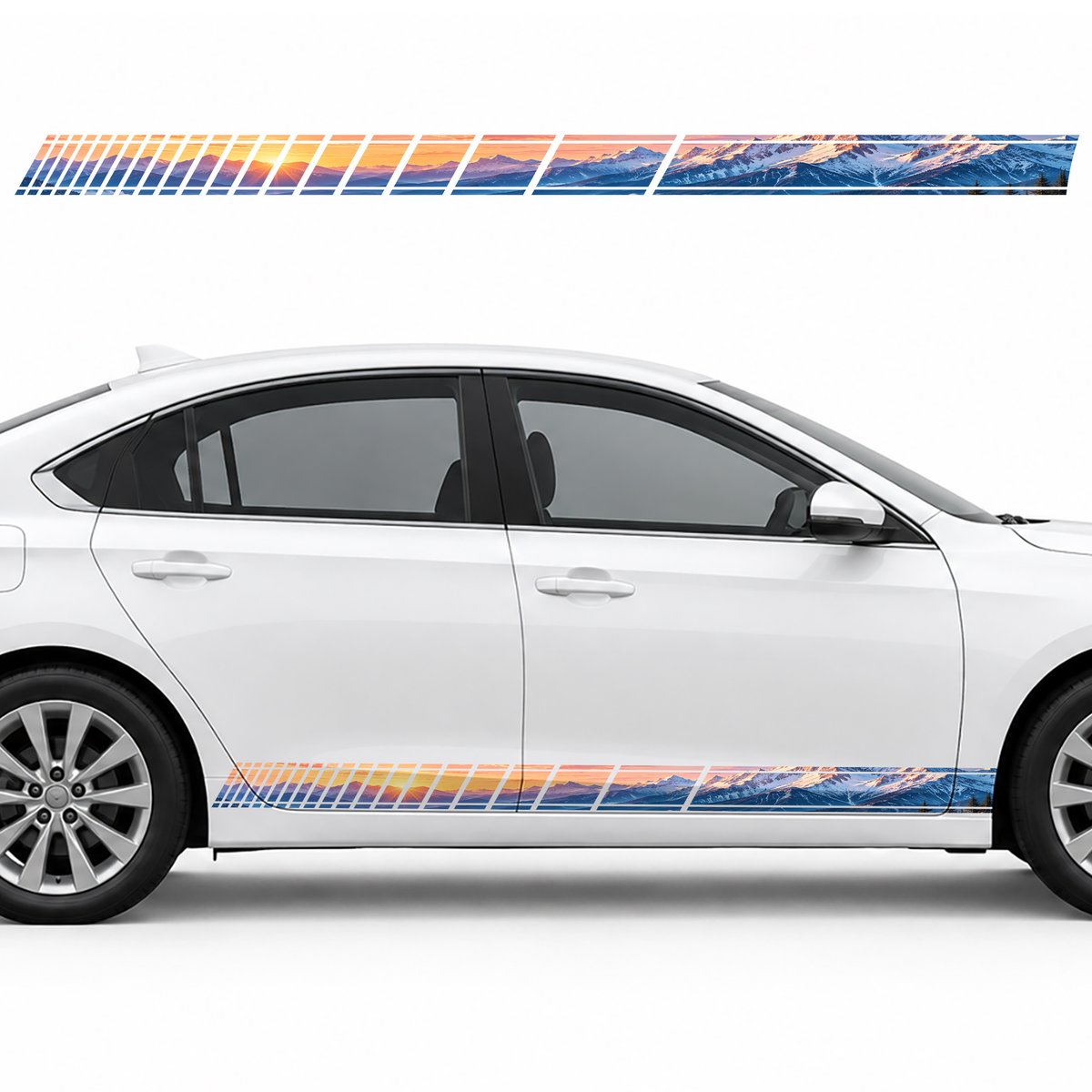 Dawn over the Snowy Alps side door racing stripes decals, view 4 of 4