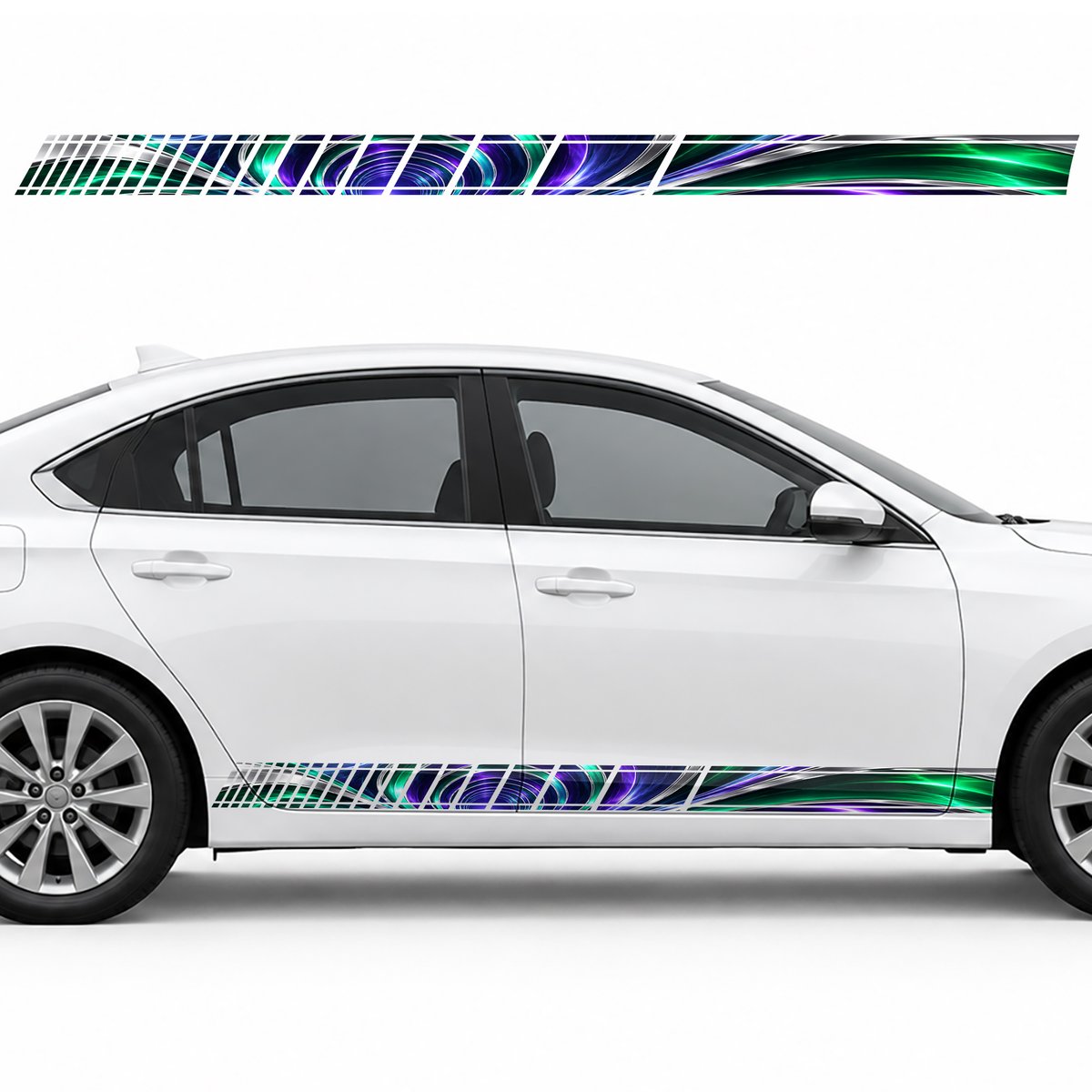 Emerald and Violet Optical Tunnel side door racing stripes, view 4 of 4