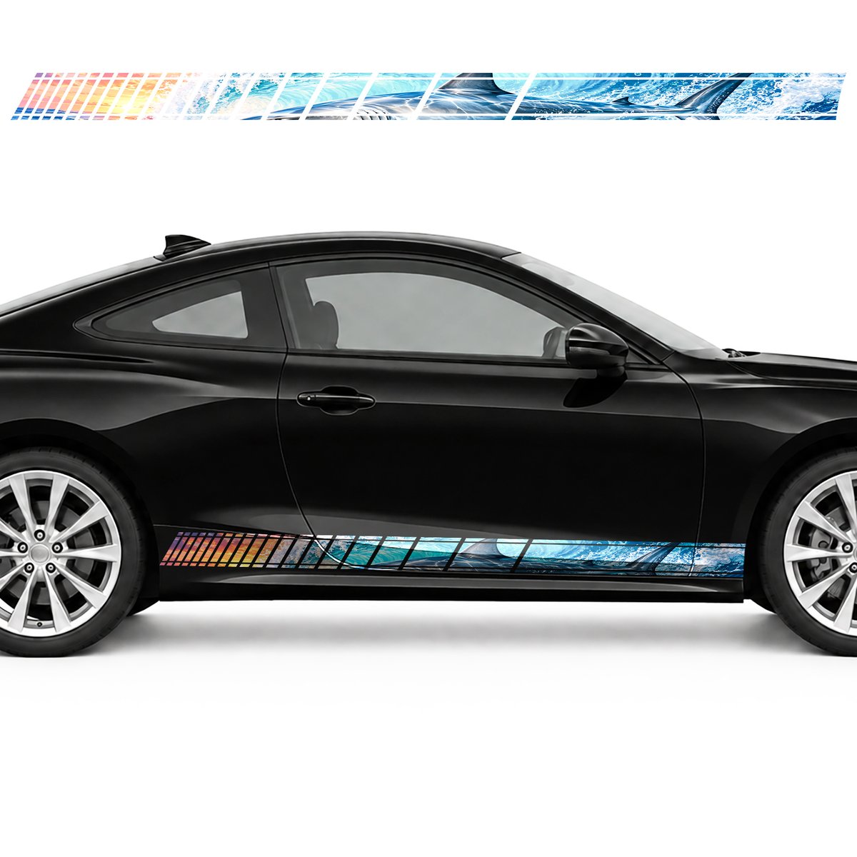 Silver Shark in a Turquoise Wave side door racing stripes, view 2 of 4