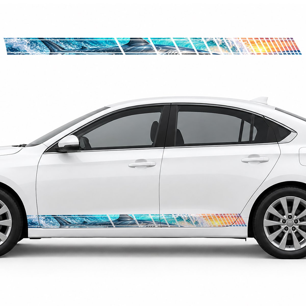 Silver Shark in a Turquoise Wave side door racing stripes, view 3 of 4