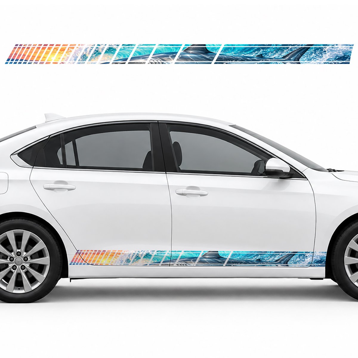Silver Shark in a Turquoise Wave side door racing stripes, view 4 of 4
